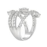 LADIES RING 2 1/2CT ROUND/PEAR DIAMOND 14K WHITE GOLD